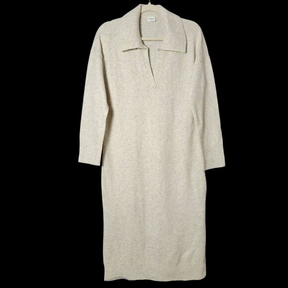 Abercrombie & Fitch Womens Cream Wool Blend Collared Sweater Midi Dress Small - Picture 1 of 9